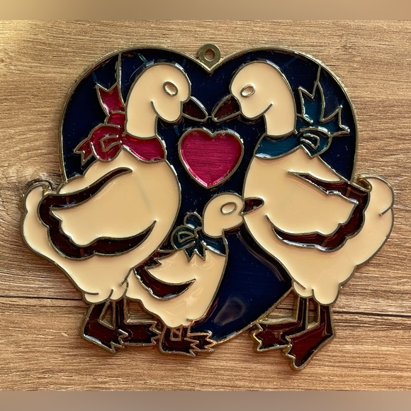 Vintage Family of Geese Sun catcher Stained Glass Look VGC So Sweet Darling - Picture 3 of 4